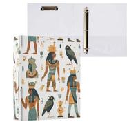 Kcldeci Lot de 2 classeurs à couverture rigide à 3 anneaux, dessin animé égyptien antique, 3,8 cm, anneaux ronds de 3,8 cm, 200 feuilles pour bureau/maison/rentrée scolaire