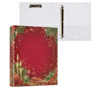 Kcldeci Lot de 2 classeurs à couverture rigide à 3 anneaux pour papier de taille lettre, boule de bougie de Noël, anneaux ronds de 3,8 cm, organiseur de classeur pour école/bureau