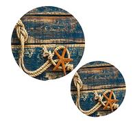 Kcldeci Lot de 2 dessous de plat en bois tressé avec motif étoile de mer et corde marine - Pour dessous de plat - Pour table de comptoir
