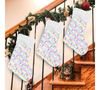 Kcldeci Lot de 2 paires de chaussettes de Noël à suspendre pour cheminée et sapin de Noël Motif licornes et étoiles arc-en-ciel 43,2 cm