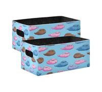 Kcldeci Lot de 2 paniers de rangement pliables robustes pour étagères, placards, chambre d'enfant - Motif lion de mer sur fond bleu