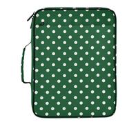 Kcldeci Organiseur de fichiers extensible avec classeur à 3 anneaux Vert foncé à pois 500 feuilles Sac de classeur portable pour l'école, le bureau, les voyages