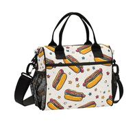 Kcldeci Petit sac à déjeuner isotherme pour filles et garçons, hot-dog, étoiles, petits sacs bento pour l'école, le pique-nique, taille S