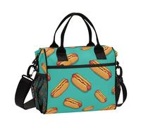 Kcldeci Petit sac à déjeuner isotherme pour filles et garçons, hot-dogs avec moutarde pour enfants, étudiants, petits sacs bento pour l'école, le pique-nique, taille S