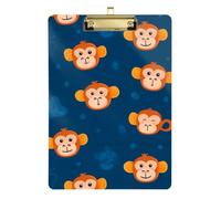 Kcldeci Porte-bloc en acrylique de taille A4 pour salle de llaitement, joli singe coloré, panneau dur pour fournitures de bureau, école, argenté, 30,5 x 22,9 cm