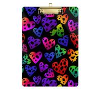 Kcldeci Porte-bloc en acrylique de taille A4 pour salle de llaitement, motif léopard coloré, panneau à pince pour fournitures de bureau, école, doré, 30,5 x 22,9 cm