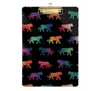 Kcldeci Porte-bloc en acrylique de taille A4 pour salle de llaitement, tigre, arc-en-ciel coloré, panneau dur pour fournitures de bureau, école, doré, 30,5 x 22,9 cm