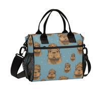 Kcldeci Sac à déjeuner isotherme pour enfants - Boîte à déjeuner isotherme pour filles et garçons - Chapeau Capybara léopard - Petit sac bento pour l'école, le pique-nique - Taille S