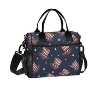 Kcldeci Sac à déjeuner isotherme pour enfants - Boîte à déjeuner isotherme pour filles et garçons - Chapeau d'oncle Sam - Étoile - Sacs bento pour l'école et le pique-nique - Taille M