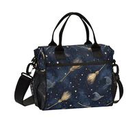 Kcldeci Sac à déjeuner isotherme pour enfants, filles, garçons, chapeau de sorcière, balai, étoiles, petits sacs bento pour l'école, le pique-nique, taille S
