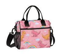 Kcldeci Sac à déjeuner isotherme pour enfants, filles, garçons, dinosaures et arc-en-ciel, sacs bento pour l'école, le pique-nique, taille M