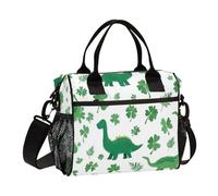 Kcldeci Sac à déjeuner isotherme pour enfants, filles, garçons, dinosaures et trèfles pour enfants, étudiants, petits sacs bento pour l'école, le pique-nique, taille S