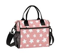 Kcldeci Sac à déjeuner isotherme pour filles et garçons, étoile blanche sur rose, petits sacs bento pour l'école, le pique-nique, taille S