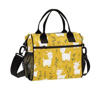 Kcldeci Sac à déjeuner isotherme pour filles et garçons - Motif chèvre blanche mignonne - Petit sac bento pour l'école, le pique-nique - Taille S
