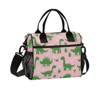 Kcldeci Sac à déjeuner isotherme pour filles et garçons - Motif dinosaures verts - Petit sac bento pour l'école, le pique-nique - Taille S