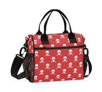 Kcldeci Sac à déjeuner isotherme pour filles et garçons, motif tête de mort blanche, os croisés, petits sacs bento pour l'école, le pique-nique, taille S