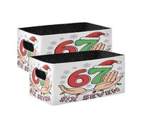 Kcldeci Six Seven Lot de 2 paniers de rangement pour organisation, paniers de rangement pliables robustes pour étagères, placard, chambre d'enfant