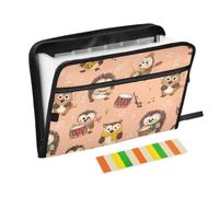 Kcldeci Trieur extensible Hiboux et hérissons | Organiseur accordéon à 13 poches, format A4, format lettre, documents, reçus, classeur accordéon