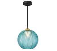 KCO Lighting Éclairage Suspendu en Verre Bleu Moderne en Forme de Globe Bleu Lustre Suspendu Noir Or Éclairage de Cuisine Îlot de Cuisine Grand Luminaire Suspendu Pour Salle à Manger