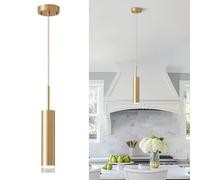 KCO Lighting Mini suspension à LED dorée moderne pour cuisine, îlot de cuisine, petit cylindre pour chambre à coucher, salle à manger (doré)