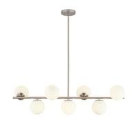 KCO Lustre Salle à Manger Moderne, Suspension Luminaire Cuisine Industrielle, Lustre Suspension Linéaire en Verre, 7 Globes en Verre Blanc Pour îlot de Cuisine, Salon, Chambre, Salle à Manger