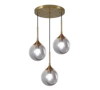 KCO Plafonnier à 3 lumières à suspendre en verre fumé Lustre doré Lustre moderne globe suspendu lumière du milieu du siècle Lampe de salle à manger
