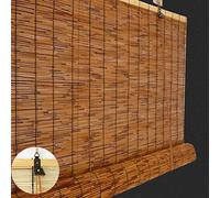 KDDEON Rétro Carbonisation Rideau de Roseau Pare-Soleil,Store en Bambou Stores Enrouleurs en Bambou,Stores en Bambou Rideau de Paille,pour Extérieur/Patio,Personnalisable (120x160cm/47x63in)