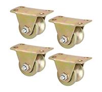KDDEON Roue à Rainure Industrielle Roue Directionnelle Roue Rigide en Acier Roulette,Roues à Gorge en U pour Portail Coulissant,Rail en Câble Métallique,Voie Inversée,Lot de 4 (1.2in/32mm)