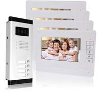 Kdl Filaire Système Téléphonique De Porte Sonnette Vidéo De 7 Pouces 4 Moniteurs Avec 1 Caméra Extérieure Avec Quatre Boutons D'App