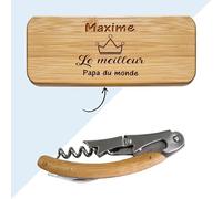 KDO MAGIC - Coffret en bois Personnalisé Tire bouchon inclus | Idée cadeau homme, papa, fête des pères, anniversaire | Accessoire à vin personnalisable prénom gravé | Coffret sommelier