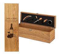 KDO MAGIC Coffret Sommelier Personnalisé 5 Accessoires Inclus (Bouteille) | Idée cadeau fête des pères, retraite, anniversaire | Tire-bouchon, Bouchon, Bec verseur, Stop-gouttes, Thermomètre
