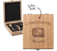 KDO MAGIC Coffret sommelier personnalisé | Idée cadeau homme | Coffret graver | Personnaliser | Tire-Bouchon | Bouchon | Anniversaire | Fête des pères | Papa | Papy
