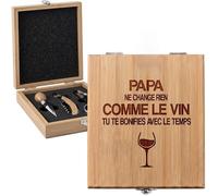 KDO MAGIC Coffret sommelier personnalisé | Idée cadeau homme | Coffret graver | Personnaliser | Tire-Bouchon | Bouchon | Anniversaire | Fête des pères | Papa | Papy
