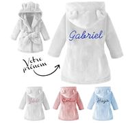 KDO MAGIC Peignoir bébé personnalisé avec un prénom | Idée cadeau | Robe de chambre personnalisable | Personnaliser | Broder | Bébé | Cadeau naissance | Fille | Garçon | Noël