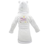 KDO MAGIC Peignoir de chambre personnalisée pour bébé couleur blanc | Idée cadeau naissance | Peignoir doux | Garçon | Fille | Personnaliser | Anniversaire