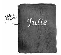 KDO MAGIC Plaid personnalisé avec prénom brodé 125 x 150cm Anthracite | Idée cadeau | Couverture polaire | Personnaliser | Plusieurs couleurs | Anniversaire | Noël | Fête des mères | Maman | Mamie