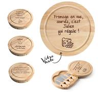 KDO MAGIC - Service à fromage personnalisé 4 Ustensiles (Fromage) | Idée cadeau homme, noël, fête des pères, anniversaire | Planche à découper en bois | Coffret apéro personnalisable gravé
