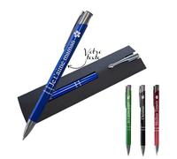 KDO MAGIC - Stylo Personnalisé Acier Inoxidable (Bleu) | Idée cadeau pour tous, collègue, entreprise, bureau | Crayon personnalisable gravé avec prénom