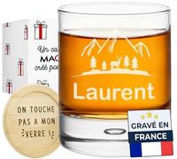 KDO MAGIC - Verre à Whisky personnalisé - Prénom ou Texte gravé - Marquage au Laser - Coffret Verre personnalisable - Cadeau fête des pères, Papa, noël, Homme, Retraite (Montagne, 1 verre)