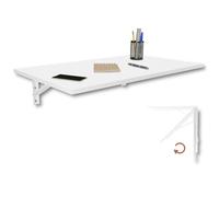 KDR Table Murale Pliante 80 x 50 cm - Table Rabattable Murale Gain de Place, Bureau Pliable, Table de Cuisine ou Salle à Manger, Table Murale pour Petit Espace, Montage Mural Polyvalent (Blanc)