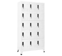 KDVXBCQJH Armoire à casier 15 portes en acier Blanc 90 x 40 x 180 cm | Casier en acier solide avec 15 compartiments verrouillables, fentes d'aération et porte-badges pour bureau et vestiaire.