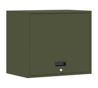 KDVXBCQJH Armoire de garage murale avec vérin à gaz Vert olive 60 cm | Armoire suspendue compacte en acier pour atelier et salon avec porte battante, serrure intégrée et poignée plate.