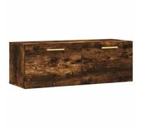 KDVXBCQJH Armoire murale en chêne fumé 100 x 36,5 x 35 cm | Armoire suspendue peu encombrante aspect chêne fumé pour salon et couloir avec espace de rangement spacieux et surface de