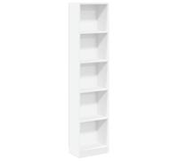 KDVXBCQJH Bibliothèque blanche - 40 x 24 x 176 cm - En bois | Étagère haute étroite avec compartiments ouverts pour de l'ordre dans le salon, la chambre ou le couloir. Surface facile