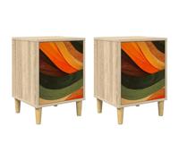 KDVXBCQJH Bonn Lot de 2 tables de chevet en chêne Sonoma 36 x 33 x 50 cm | Table d'appoint compacte pour chambre à coucher avec compartiments spacieux, motif élégant et fixation murale stable.