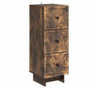 KDVXBCQJH Commode à tiroirs en chêne fumé 33 x 34,5 x 90 cm | Commode d'appoint compacte à 3 tiroirs pour salon et couloir. Le buffet étroit en bois crée de l'ordre.