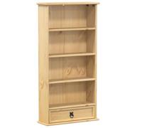 KDVXBCQJH Corona Étagère CD en pin massif 52 x 17,5 x 103 cm | Étagère étroite avec tiroir et compartiments ouverts pour le salon et le bureau. Organiseur polyvalent.