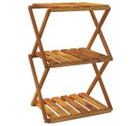 KDVXBCQJH Étagère pliante à 3 étages en bois d'acacia massif Marron 43 x 31 | Étagère polyvalente pour balcon et cuisine : flexible comme support de plantes ou bibliothèque.