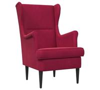 KDVXBCQJH Fauteuil moderne en velours rouge bordeaux 65 x 79 x 100 cm | Fauteuil de relaxation confortable avec housse douce, pieds en bois solides et coussin amovible pour chambre à coucher et
