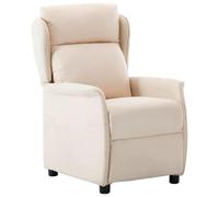 KDVXBCQJH Fauteuil relax réglable en polyester crème | Fauteuil rembourré compact avec fonction inclinable manuelle pour salon et bureau, charge jusqu'à 110 kg avec pieds stables.